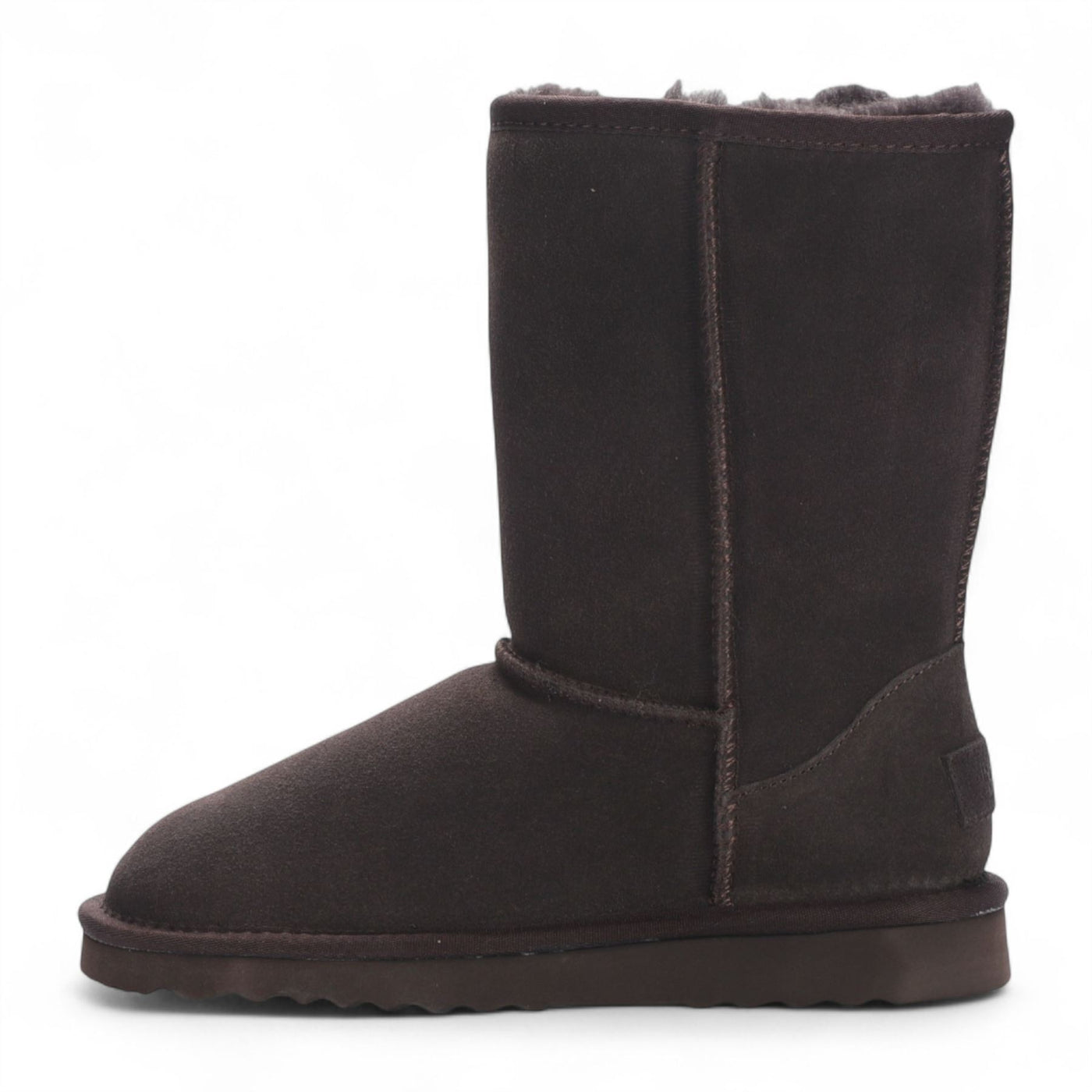 Women's Genuine Sheepskin Brown Suede Slip-On Ankle Winter Boots - Dusk