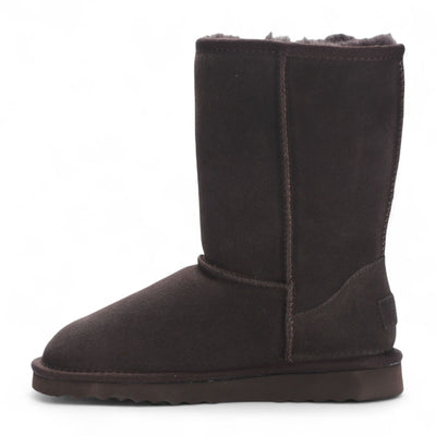Women's Genuine Sheepskin Brown Suede Slip-On Ankle Winter Boots - Dusk