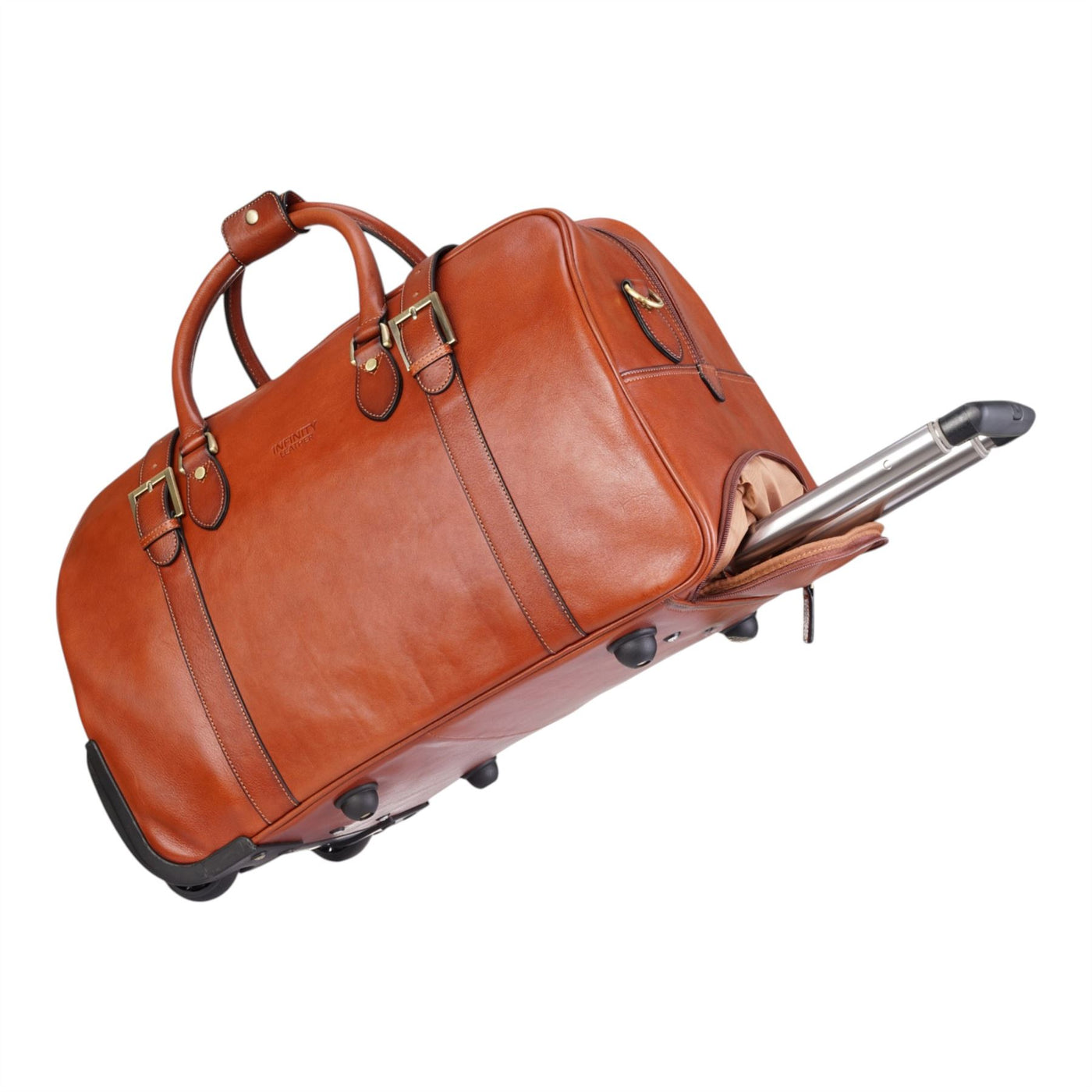 Genuine Leather Wheeled Holdall Duffle Travel Cabin Bag - Holt