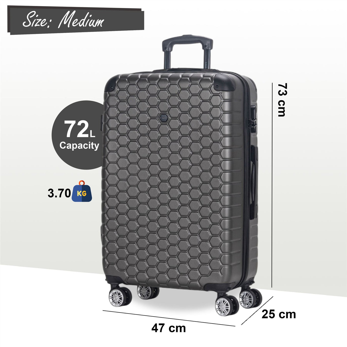 Expandable Hard Shell ABS 8 Wheel Luggage Travel Cabin Holiday Bags Suitcase Set