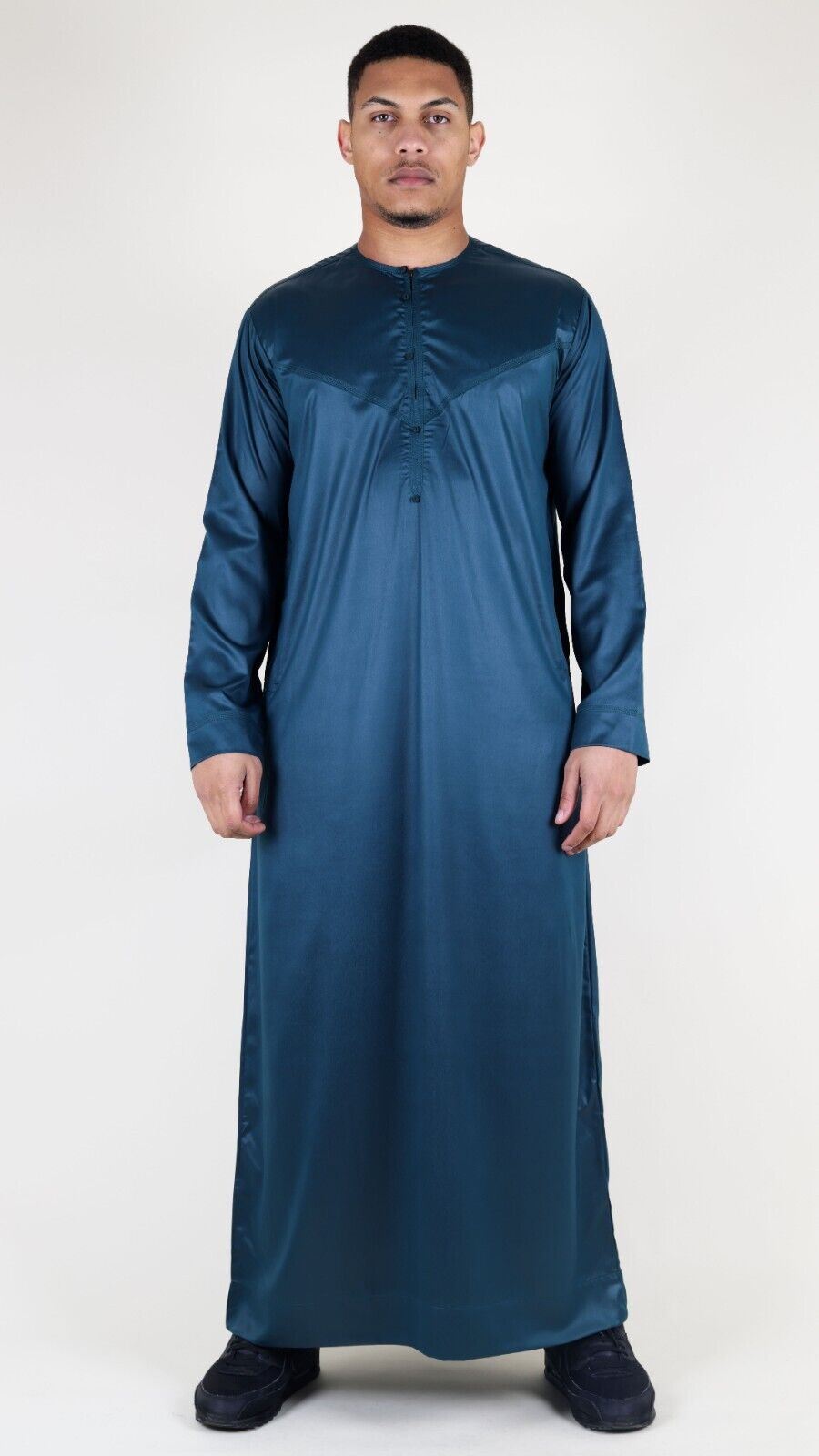 Men's Thobe Robe Satin Emirati Islamic Jubba Eid Regular Fit