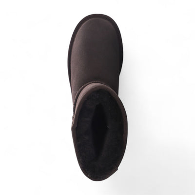 Women's Genuine Sheepskin Brown Suede Slip-On Ankle Winter Boots - Dusk