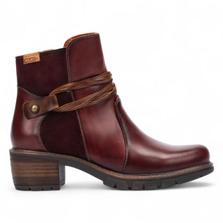 Pikolinos Women’s Arcilla Red Leather Zipped Heel Ankle Boots - San Sebastia