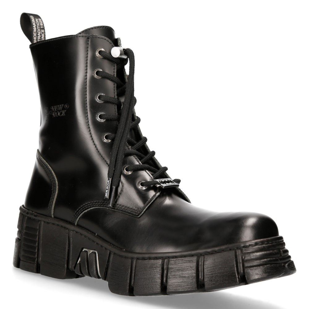 New Rock Boots Leather Ankle Tower Biker Boots-M-WALL026N-C5