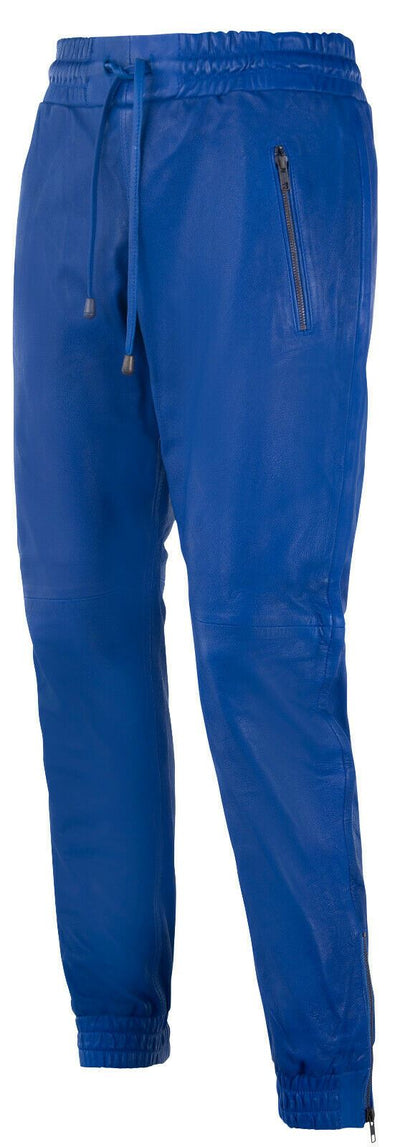 Mens  Leather Jogging Bottoms-Boston