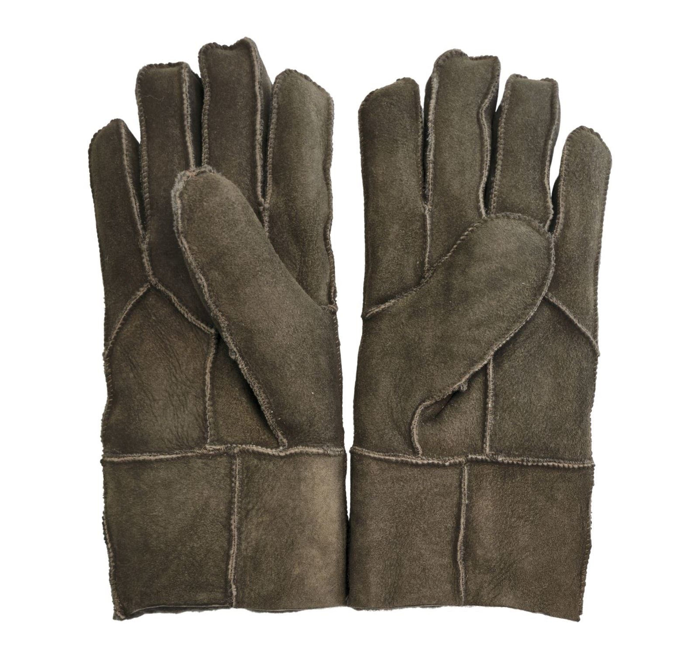 Unisex Sheepskin Suede Gloves with Roll Up/Down Cuff