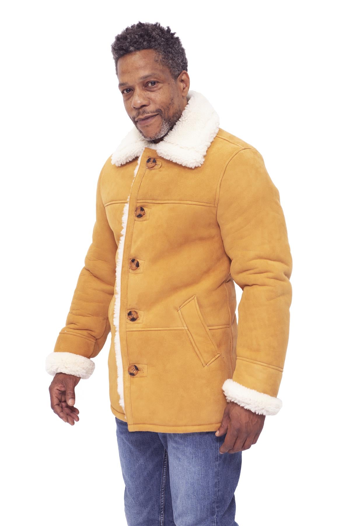 Mens Classic Sheepskin Car Coat-Leyton