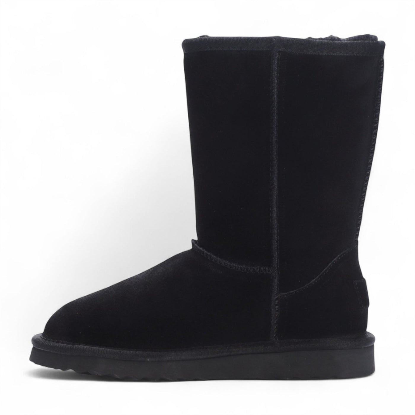 Women's Genuine Sheepskin Black Suede Slip-On Ankle Winter Boots - Dusk