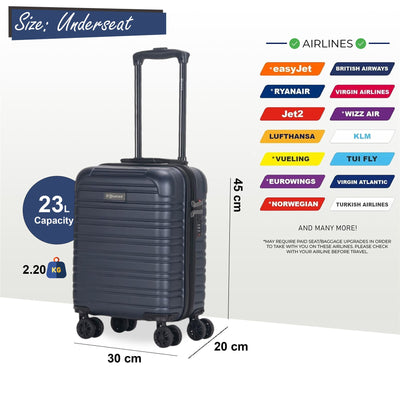 ABS Hardshell Underseat Cabin Suitcase 45 x 30 x 20 cm Luggage Suitable for Wizz Air