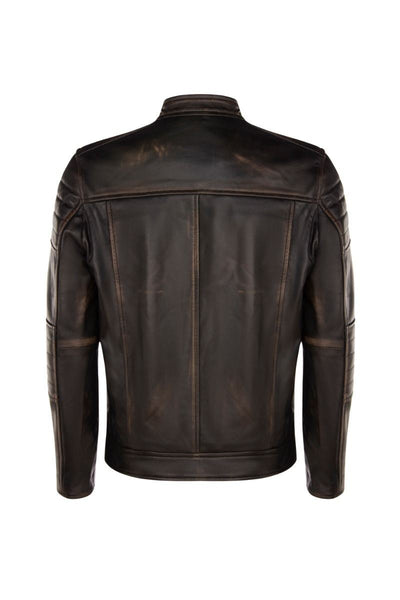 Mens Vintage Leather Retro Biker Jacket - Milan