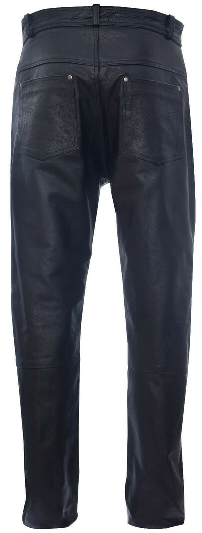 Mens Black '501' Leather Jeans-Montana