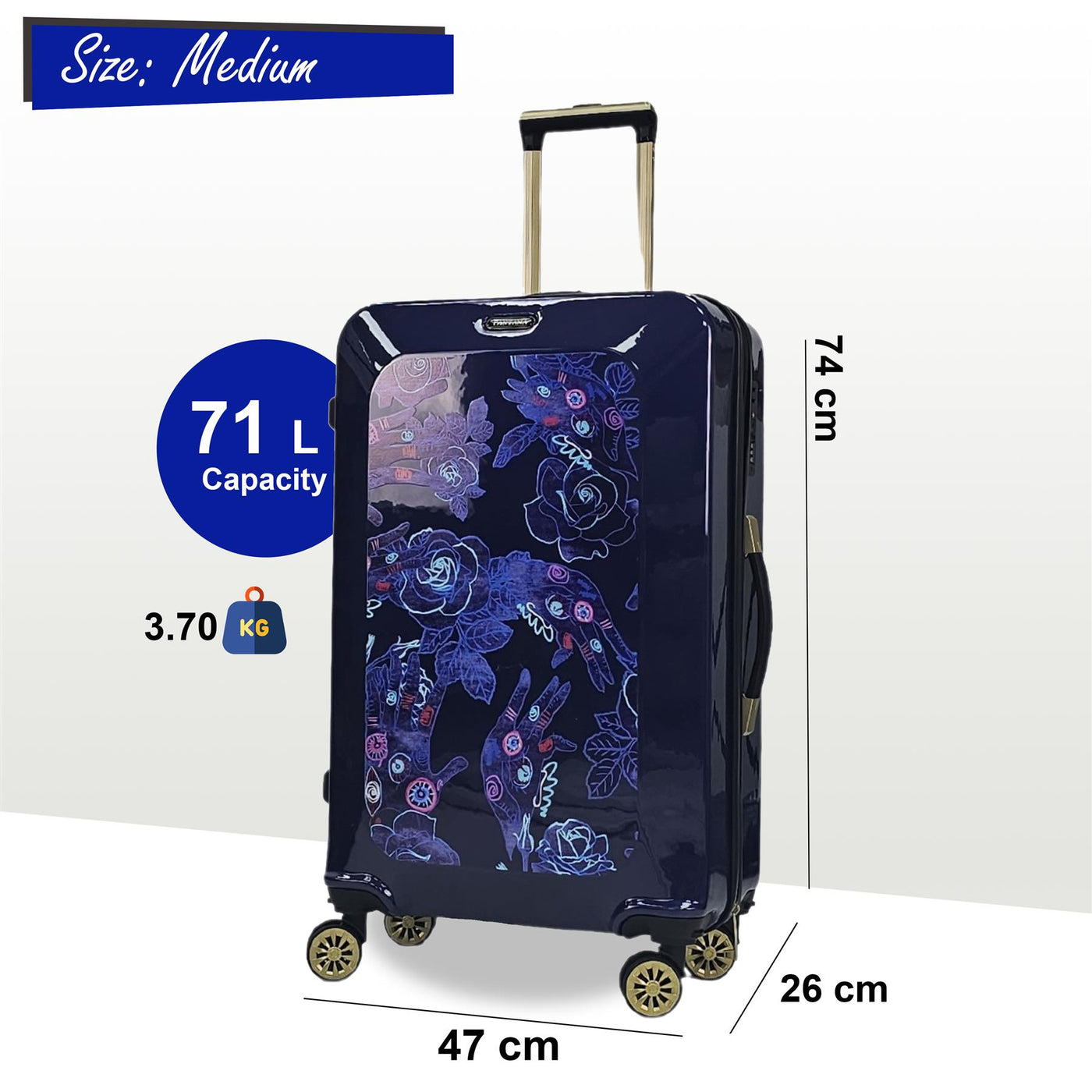 Hard Shell Flower Print Suitcase Luggage Set