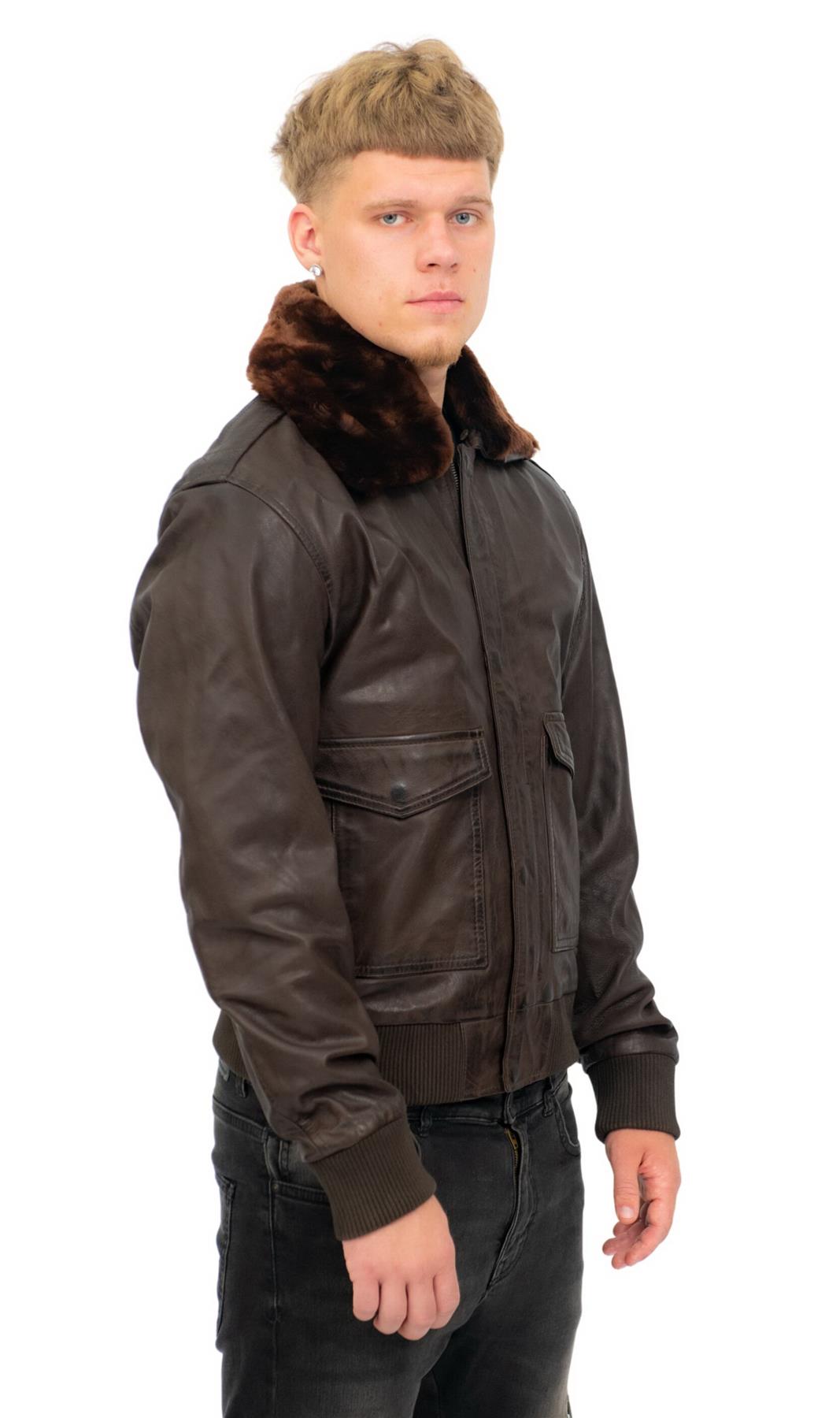 Men's Air Force A2 Brown Aviator Leather Bomber Jacket-Sao Paulo