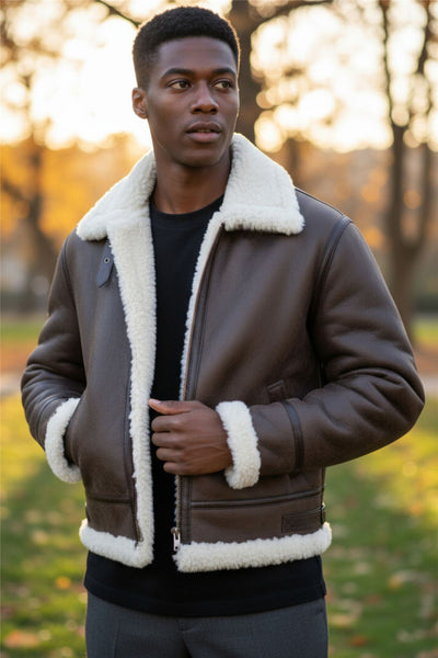 Mens B3 Aviator Real Sheepskin Leather Flying Jacket-Oxford