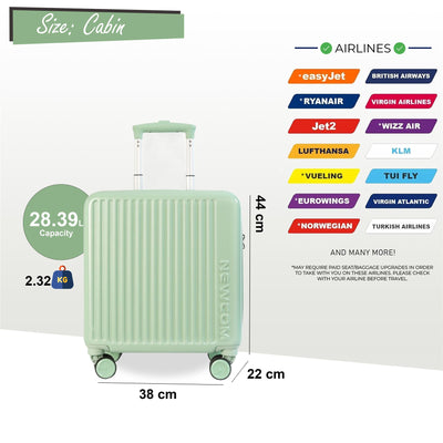 Hard Shell Cabin 44 x 22 x 38 cm TSA Secure Luggage Suitcase Suitable for Easyjet, Ryanair