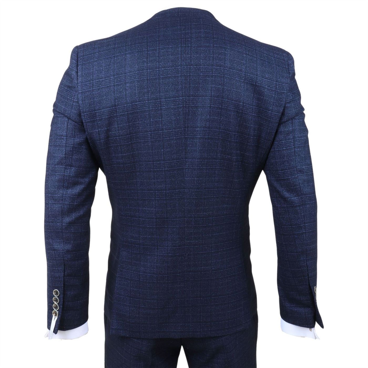 Men's Blue Plaid Check 3 Piece Slim Fit Formal Wedding Suit