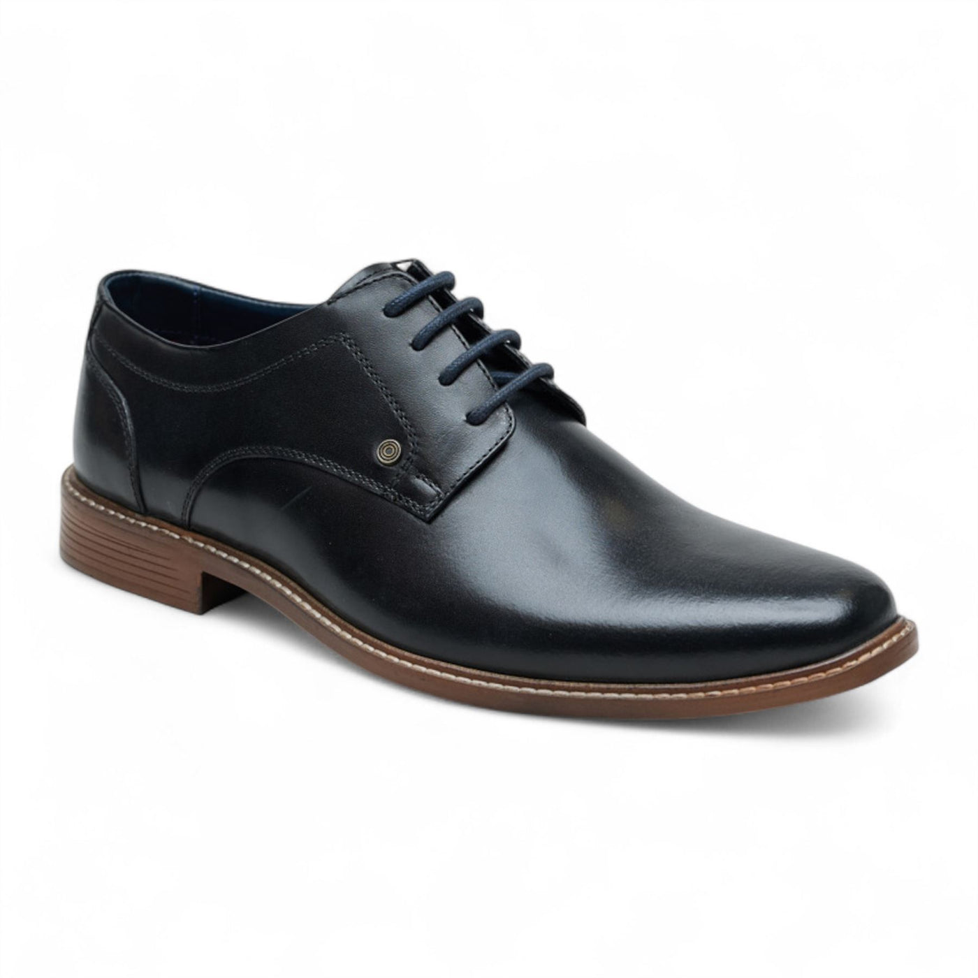 Ben Sherman Men's Black Leather Oxford Brogue Formal Derby Shoes - Pethick