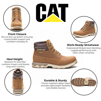 Caterpillar (CAT) Men's Pursue Brown Leather Everyday Work Hiking Ankle Boots