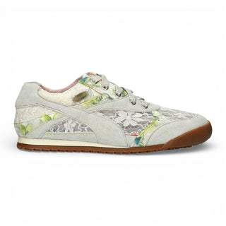 Laura Vita Women's Tivanao-05 Beige Floral Leather Trainers Sneaker Shoes