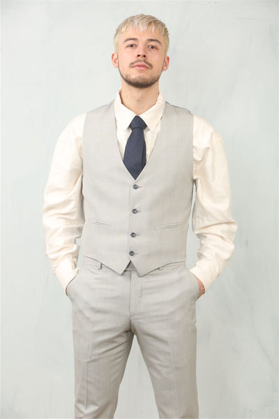 Men's 3 Piece Prince Of Wales Grey Suit Workwear