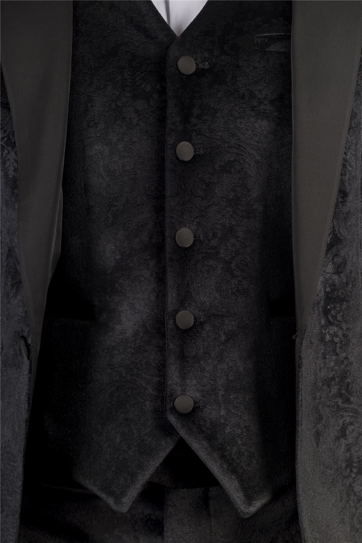 Men's Black 3 Piece Velvet Wedding Tuxedo Formal Suit