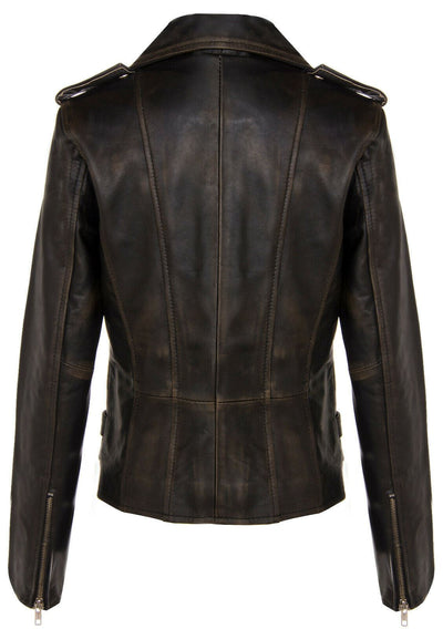 Womens Leather Brando Biker Jacket - Orlando