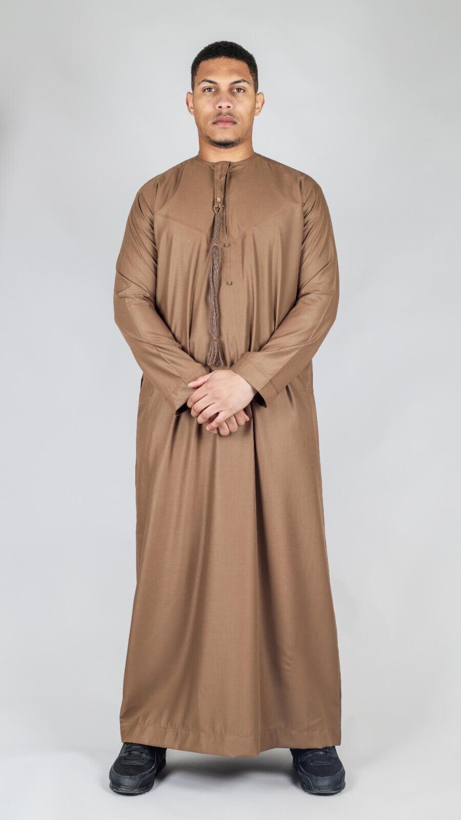 Men's Thobe Emirati Islamic Jubba Robe Eid Tassel Regular Fit