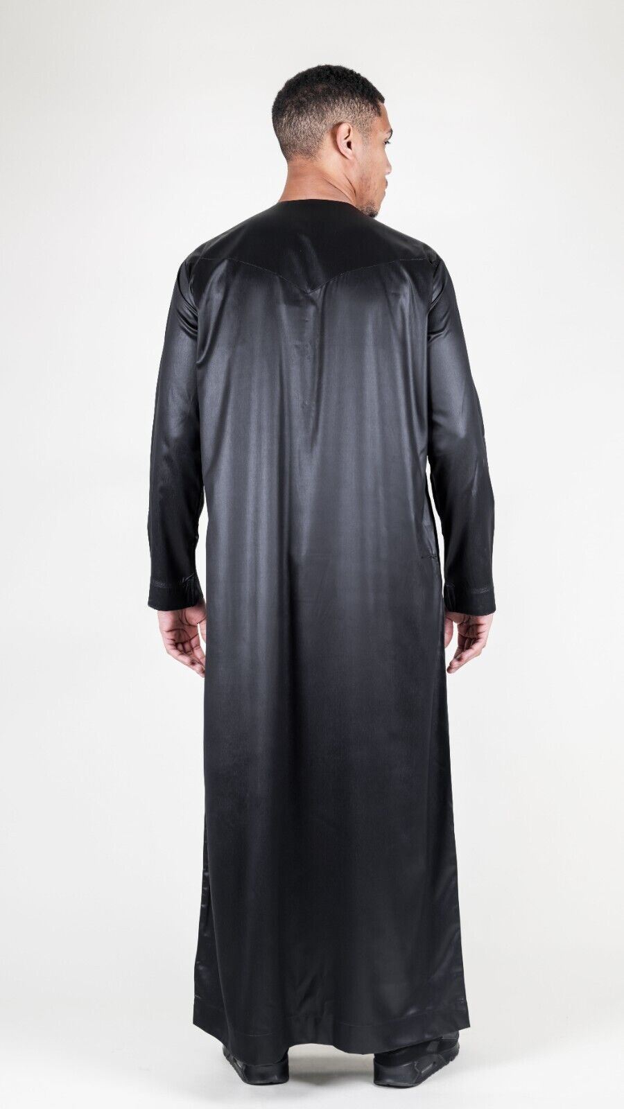 Men's Thobe Robe Satin Emirati Islamic Jubba Eid Regular Fit