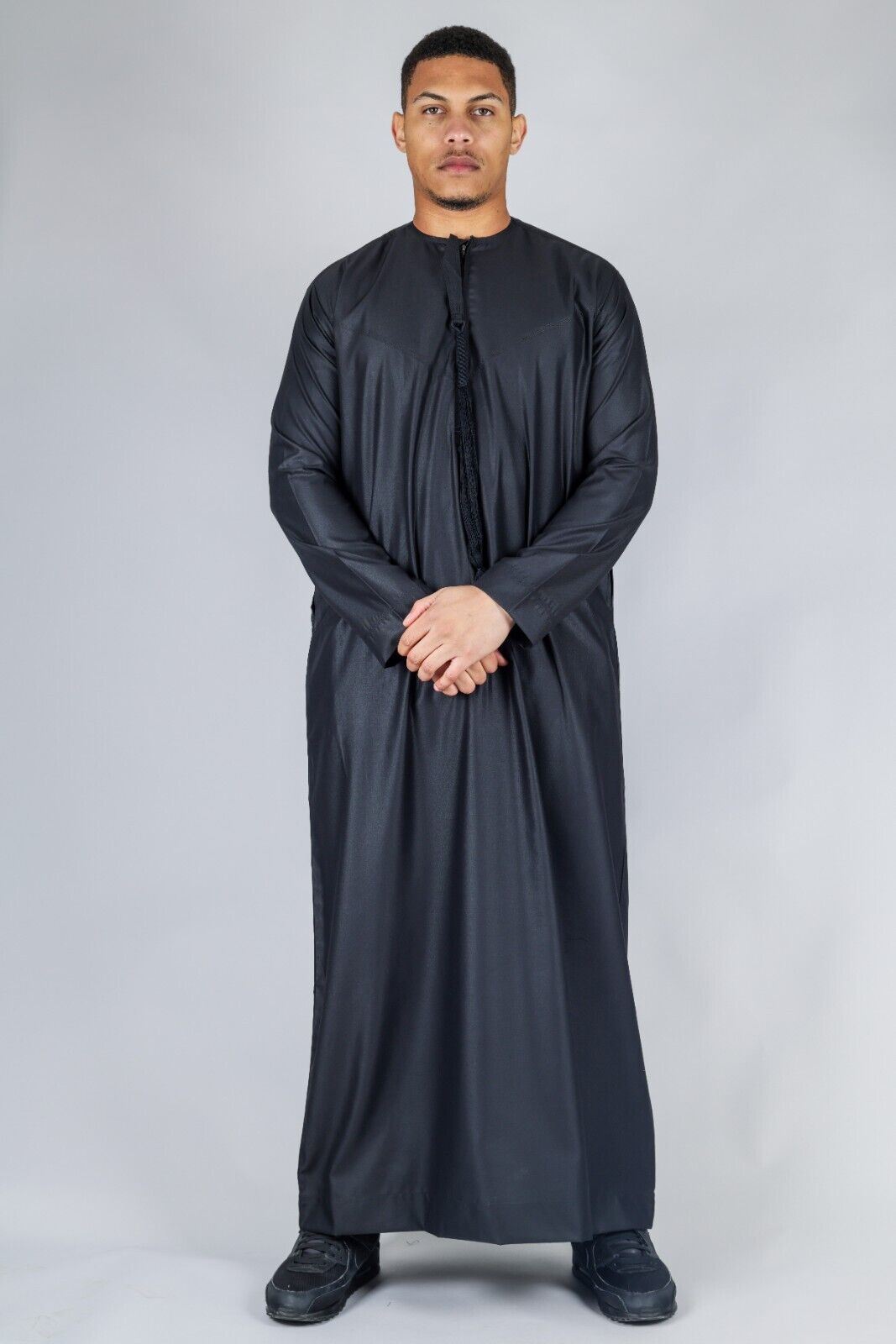 Men's Thobe Emirati Islamic Jubba Robe Eid Tassel Slim Fit