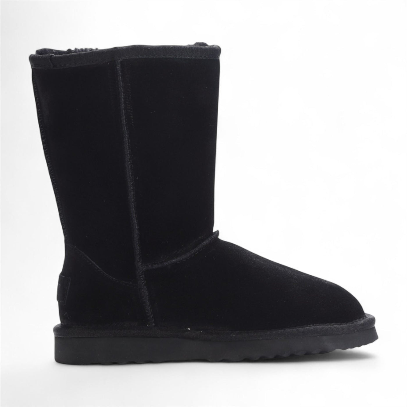 Women's Genuine Sheepskin Black Suede Slip-On Ankle Winter Boots - Dusk