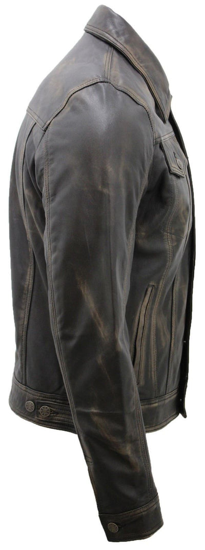 Men’s Retro Leather Trucker Jacket-Constantine