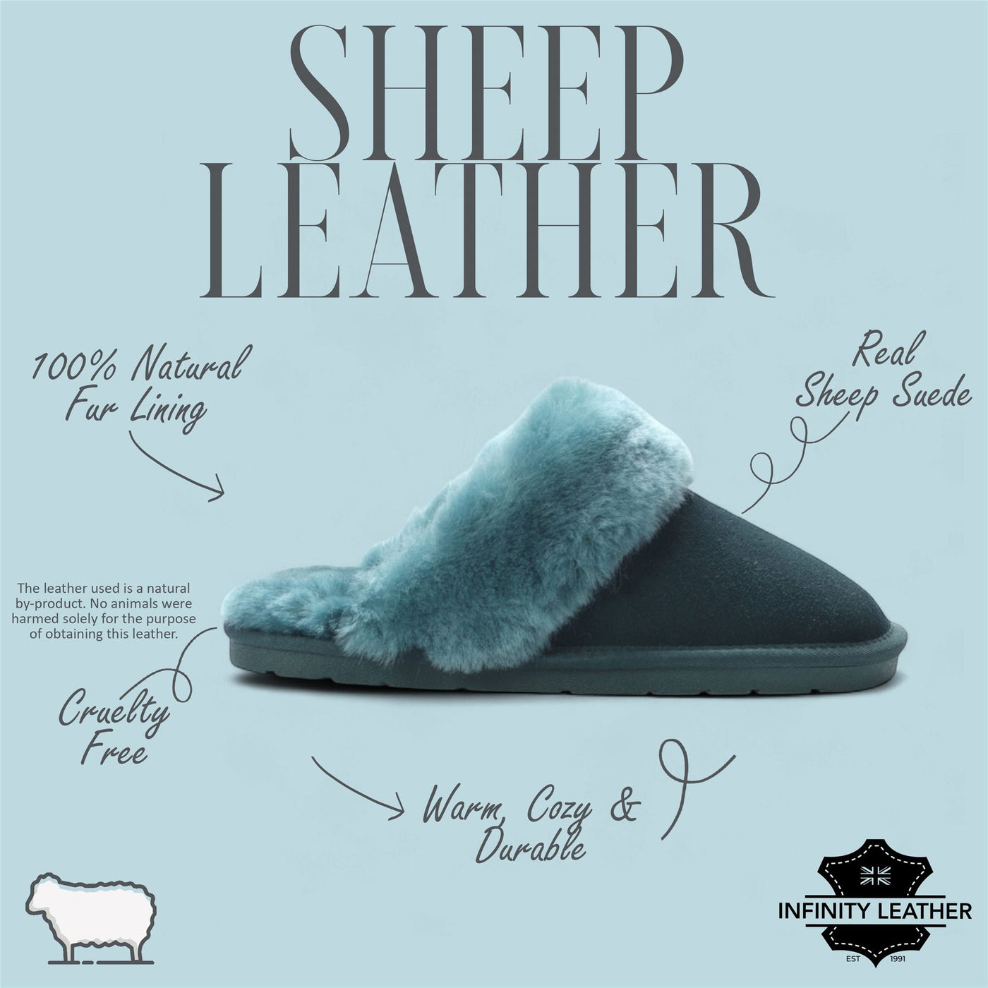 Women's Genuine Sheepskin Green Suede Mule Winter Slippers - Luna