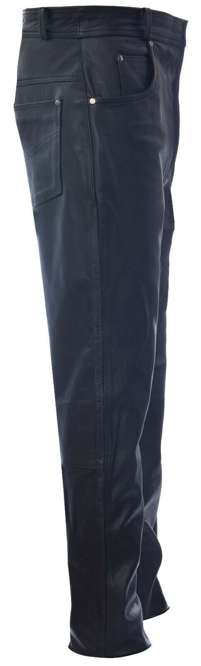Mens Black '501' Leather Jeans-Montana