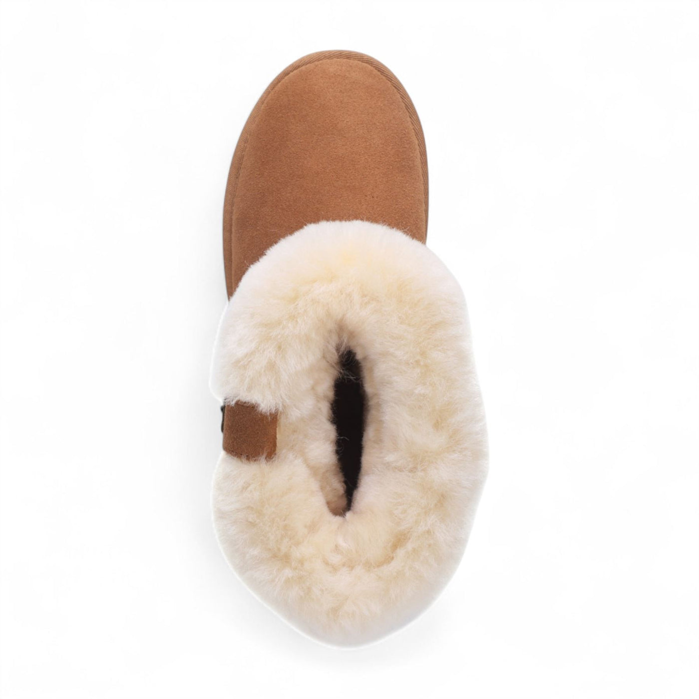 Women's Genuine Sheepskin Tan Suede Ankle Bootie Winter Boots - Granite