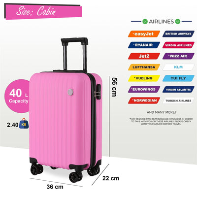 Hard Shell Cabin Suitcase 36 x 22 x 56 cm Luggage Suitable for Easyjet, Ryanair, Wizzair