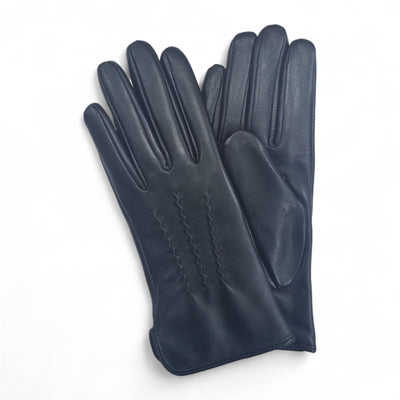 Womens Italian Leather Winter Stitch Line Design Soft Wool Lining Gloves - L-GLV-301