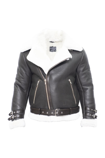 Mens Sheepskin Leather Biker Jacket-Hayle