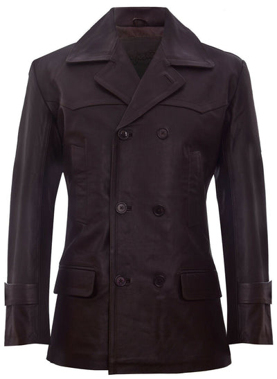 Mens Cowhide Leather Peacoat-Krakaw