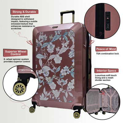 Hard Shell Flower Print Suitcase Luggage Set