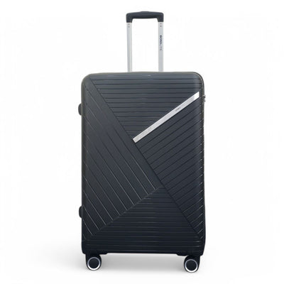 Robust PP Hard Shell Black 8 Wheels Luggage Travel Holiday Cabin Suitcase Set