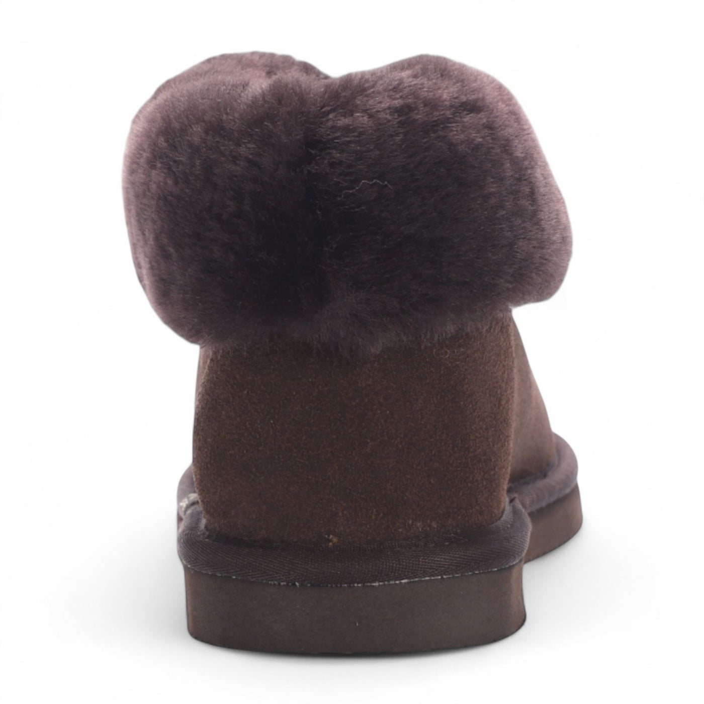 Women's Sheepskin Suede Ankle Brown Slip-On Bootie Winter - Glacier