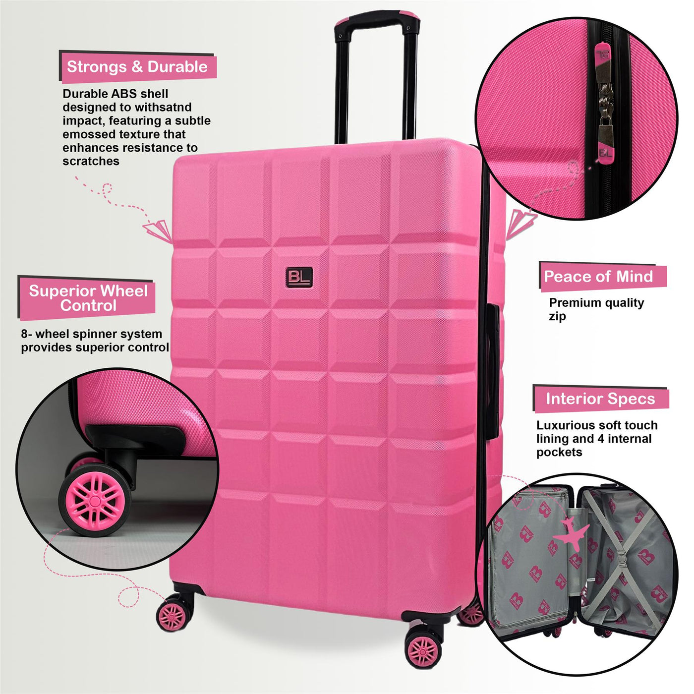 Hard Shell Classic 4 Wheel Travel Suitcase Set