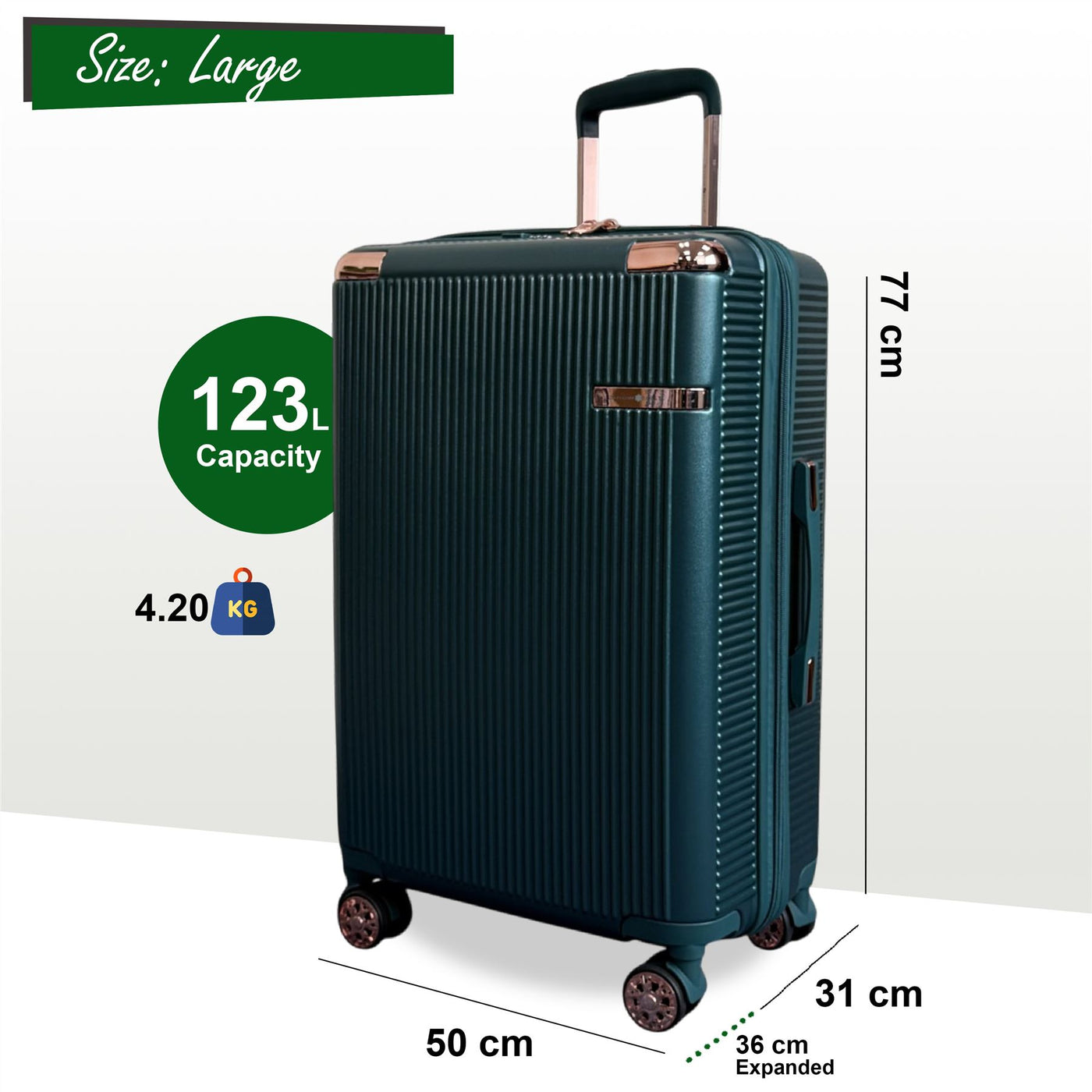 Expandable Hard Shell 8 Wheels Luggage Travel Cabin Suitcase Set
