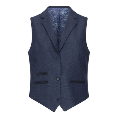 Women's Navy Three-Piece Tailored Fit Suit in Prince of Wales Check