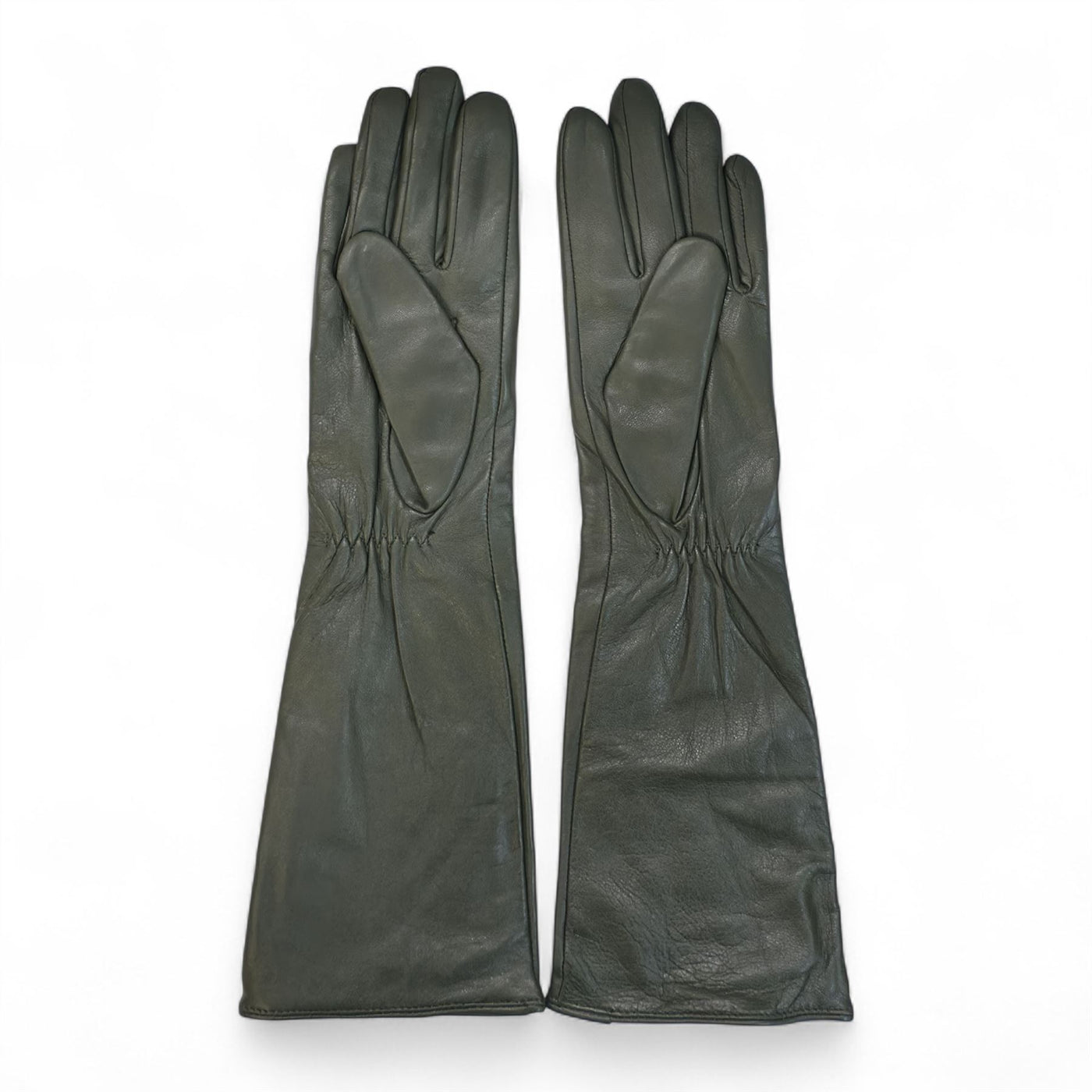 Womens Long Italian Leather Winter Soft Wool Lining Gloves