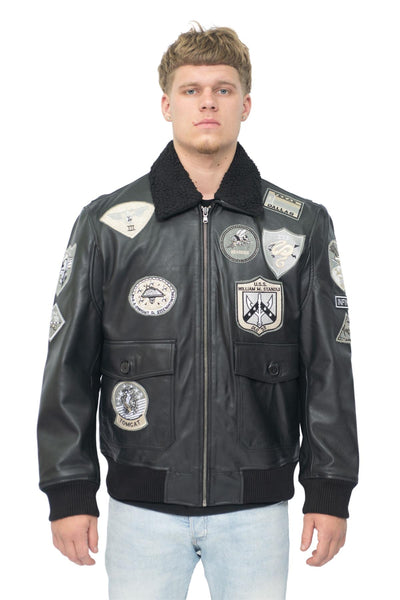 Mens Top Gun A2 Leather Bomber Jacket-San Diego