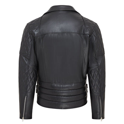 Mens Cowhide Leather Brando Biker Jacket - Garland