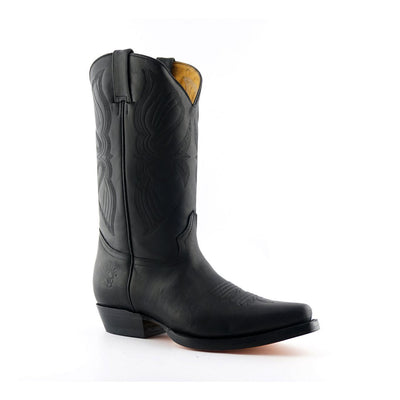 Grinders Mens Black Cowboy Leather Boots- Louisiana