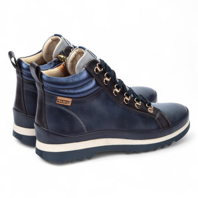 Pikolinos Women’s Blue Leather Ankle Trainers Boots - Vigo