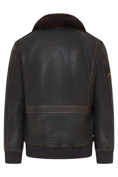 Men's Leather Bomber Sheepskin Collar G-1 Aviator Jacket - Linear